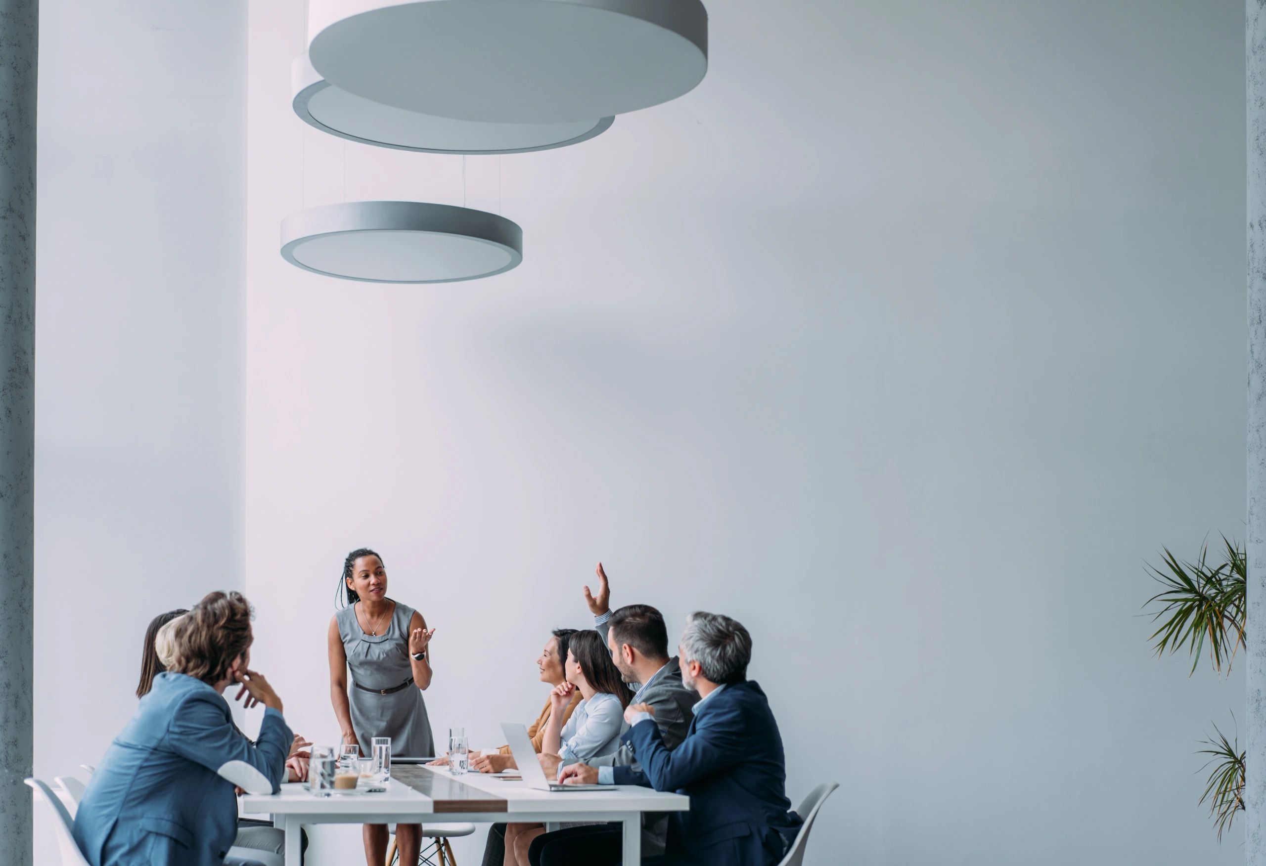 Editorial meeting in a modern newsroom