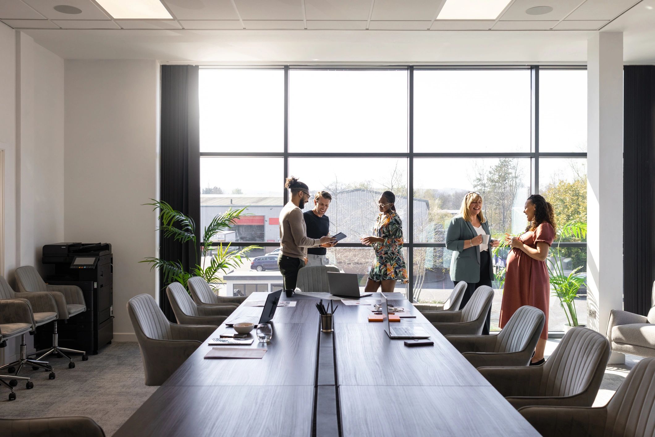 Professional team discussion in a modern office